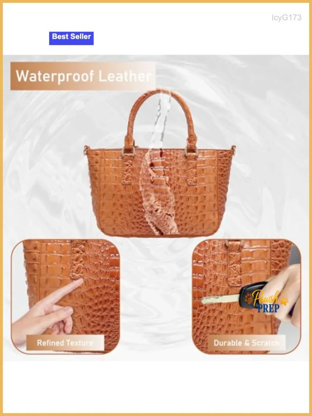Ladies Crocodile Embossed Faux Leather Satchel Tote with Zipper Pockets